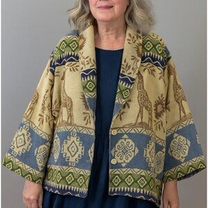 Vintage Silver Stream Giraffe Safari Aztec Southwestern Jacket Women’s One Size